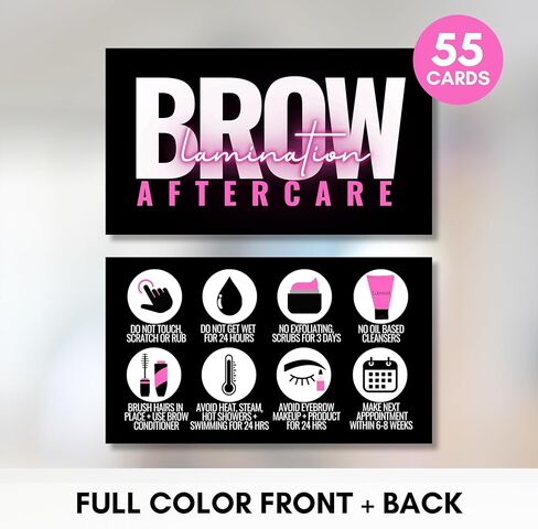 Cute Modern Brow Lamination After Care Cards/Pack of 55 business card size brow lamination aftercare cards perfect after appointment reminder in Kuwait