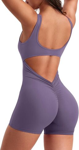 YEOREO One Piece Workout Jumpsuits for Women Backless Tummy Control Sleeveless Jumpsuits Lizvette V Back Scrunch Yoga Romper in Saudi Arabia