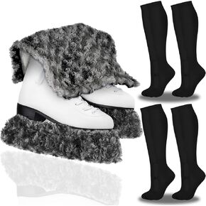Skate Guard Set Soft Fuzzy Ice Skate Blades Protector Covers and Towel Absorbent Hockey or Figure Skating Socks for Girls Boys Adult Skating Accessory Gift