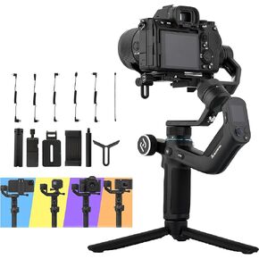 FeiyuTech SCORP Mini 2 [Official] Gimbal Stabilizer with 3 axis, All in One Gimbal for Mirrorless Cameras,Smartphone,Action Cameras,Built-in AI Tracker,Vertical Quick Release Plate,Black