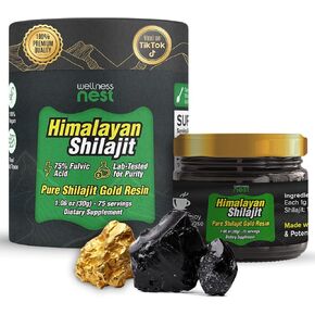 Shilajit Pure Himalayan Organic Resin with 24K Gold for Men, Women - 100% Authentic Shilajit Resin | Lab Test for Purity | Natural Source of Fulvic Acid +75% and 86+ Trace Minerals