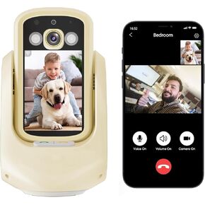 LASTCOW Indoor Security Camera, Two-Way Video Camera with 2.8 inch HD Screen & Voice Control, 1080P Video Calling Indoor Camera with Phone App, Night Vision for Baby, Elderly, Puppy