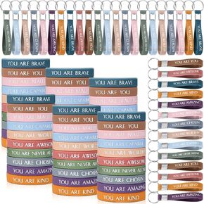 Sratte 120 Pcs Motivational Wristbands Inspirational Keychains Appreciation Gifts for Teacher Nurse Student Volunteer Employee