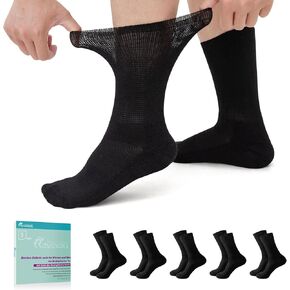 Diabetic Crew Socks for Men and Women,Non-Binding Socks with Seamless Toe,Loose Top Wide Diabetic Socks 6-9 9-11