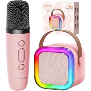 Kinglucky [Genuine] Mini Karaoke Machine for Kids [Sound Loud & Clear],10h Battery Life (Super Cute & Portable) Toys Gifts for Girls Age 3, 4, 5, 6, 7, 8-12 Years Old for Birthday Family Party- Pink