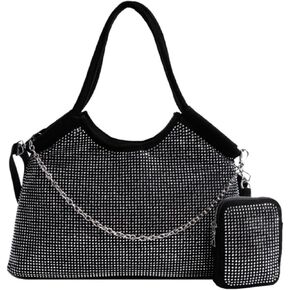 WIGUYUN Womens Faux Leather Tote Shoulder Handbag Tassels Punk Hobo Bag Chain Convertible Crossbody Purse