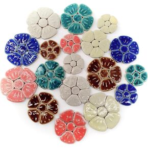 Glazed Ceramic Mosaic Tiles for Crafts, 1.1lb Flower Porcelain Mosaic Tiles for Crafts, Flora Pattern China Tiles for Mosaic Art Projects and Outdoor Decorations (Mixed Color)