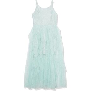 Speechless Girls' Sleeveless Glitter Bodice and Fairy Skirt Maxi Party Dress, Red, 8