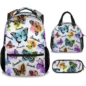 Butterfly Backpack for Kids Girls, 16" Cute Cartoon Backpack for School, Purple Large Capacity Bookbag for Students, Backpack Gifts for Butterfly Lovers