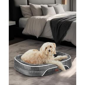 Orthopedic Dog Bed for Medium Dogs, Oversized Couch Design with Egg Foam Support, Removable, Machine Washable Plush Cover and Non-Slip Bottom with Four Sided Bolster Cushion (Gray)