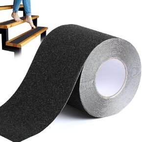 Frienda 12 in x 60 ft Black Grip Tape Anti Slip Tape Outdoor Waterproof 80 Grit Traction Tape Non Slip Tape for Stairs Oil Resistant Non Skid Tape for Outdoor Steps Indoor Treads Ramps Staircases