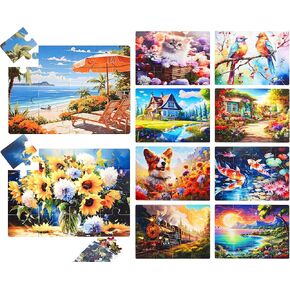 10 Pack 16 Large Piece Jigsaw Puzzles Elderly Seniors Dementia Alzheimer's Products Easy Dementia Puzzles Cognitive Games for Adults with Storage Bags Nursing Home Gifts Activities, 10 Styles