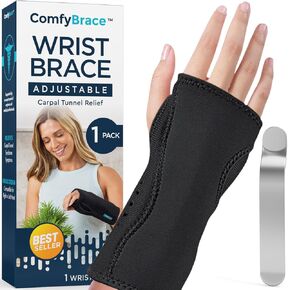 ComfyBrace Night Wrist Sleep Support Brace- Fits Both Hands - Cushioned to Help With Carpal Tunnel and Relieve and Treat Wrist Pain, (Pack of 2)