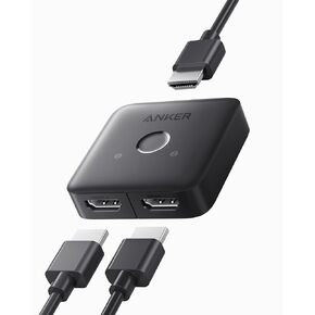 Anker HDMI Switch, 4K@60Hz Bi-Directional HDMI Switcher, 2 In 1 Out with Smooth Finish, Supports HDR, 3D, Dolby, Compatible with Laptops, PC, Xbox Series, PS5 / PS4, Projector, and More