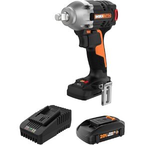 WORX Nitro 20V Brushless High Torque 1/2" Cordless Impact Wrench 1400 FT/LBS, Battery Impact Wrench with Constant Torque System, Compact Impact Wrench with Auto Mode – Battery & Charger Included