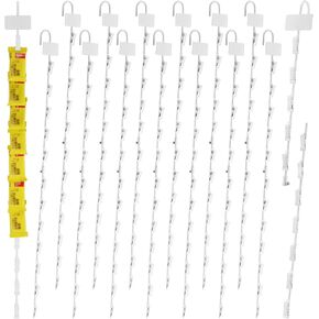 24 Pcs Station Hanging Merchandise Strips with Hook Metal Countertop Chip Holder Chip Rack Display Stand with Label Header Sturdy Chip Bag Holder for Party Concession Store Retail (White)