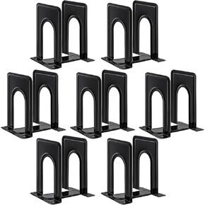 HappyHapi Book Ends Metal Bookends for Shelves,14 Pcs Book End to Hold Books Heavy Duty,Black Non-Skid Bookend,Book Holder Stopper for Shelf Office Home,6.5 x 5.7 x 4.9(7 Pairs, Large)