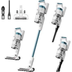 منظف ​​لاسلكي Eureka NEC280TL RapidClean Pro للأرضيات الصلبة، مصابيح أمامية LED خفيفة الوزن، عصا مريحة ومكنسة كهربائية محمولة، أبيض