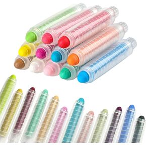 12 Pcs Dustless Chalk Colored twistable Chalk 12 Colors Non Toxic Chalk for Blackboard Doodling, Drawing, Writing, Colour Mixture A