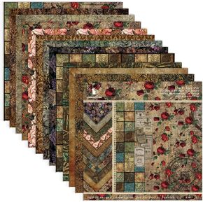 GLKTOPO Scrapbook Paper Pad, 24 Sheets Mixture Decoupage Paper, 6" x 6" Cardstock Vintage Single-Sided Decorative Floral Origami Journaling Collection Patterned for Craft Wrapping Photo Album (21009)