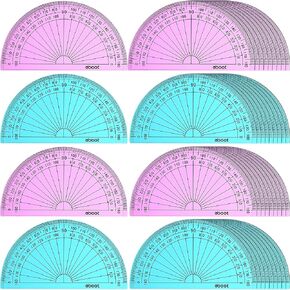 eBoot 50 Pack Math Protractors Plastic Protractor 180 Degrees, 4 Inches, Clear