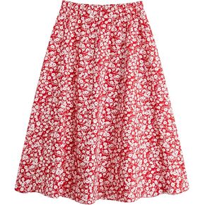 Milumia Girls Summer Floral High Waisted Split A Line Midi Skirt