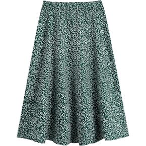 Milumia Girls Summer Floral High Waisted Split A Line Midi Skirt