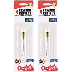Pentel Eraser Refill for Pentel Pencils, 4/tube, White (PENZ21)