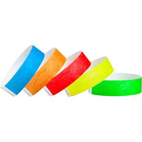 WristCo 5 Color Variety Pack Tyvek Wristbands for Events - 500 Count - Comfortable Tear Resistant Paper Bracelets ID Wrist Bands for Concerts Festivals Admission Party Identification