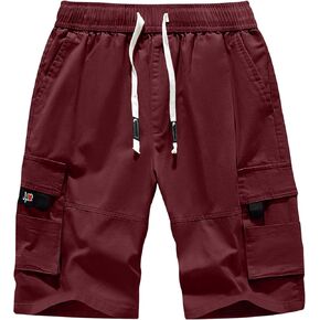 APTRO Men's Cargo Shorts Elastic Waistband Drawstring Summer Casual Cotton Shorts Big & Tall Relaxed Fit Work Shorts