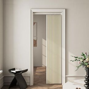 Window Curtains with Retractabe Rod, Door Curtain for Bedroom, Kitchen and Bathroom, Providing Privacy and Noise reducing (1 Panel, W39 x H79, Beige)
