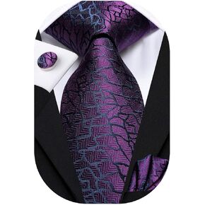 Hi-Tie Men Ties Sets Silk Stripe Paisley Necktie Pocket Square Cufflinks for Business Wedding
