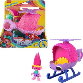 Fisher-Price Imaginext DreamWorks Trolls Toy Car and Branch Figure Playset, Branch’s Buggy with Projectile Launcher and Discs, Age 3-8 Years