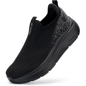 FitVille Womens Slip On Shoes Wide Walking Shoes for Women Slip On Sneakers for Flat Feet Plantar Fasciitis with Arch Support
