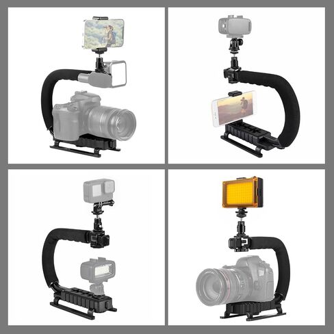 PULUZ Video Action Handheld Stabilizer, U/C Shape Video Action Stabilizing Handle Grip with Cold-Shoe Mount for All Camera Action Camera Camcorder and Smartphones in Saudi Arabia