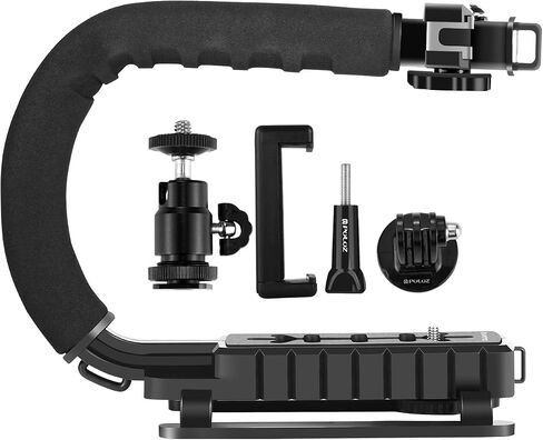 PULUZ Video Action Handheld Stabilizer, U/C Shape Video Action Stabilizing Handle Grip with Cold-Shoe Mount for All Camera Action Camera Camcorder and Smartphones in Saudi Arabia