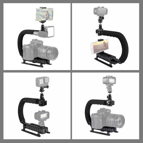 PULUZ Video Action Handheld Stabilizer, U/C Shape Video Action Stabilizing Handle Grip with Cold-Shoe Mount for All Camera Action Camera Camcorder and Smartphones in Saudi Arabia