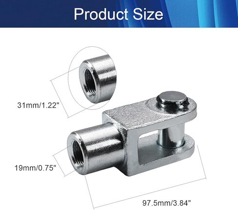 Aicosineg 2 قطعة 0.63in اسطوانة Clevis Y Joint M16 أنثى موضوع Y موصل 3.07in طول اسطوانة الهواء قضيب Clevis نهاية هوائي اسطوانات الهواء موصل تركيبات للصناعة الكيميائية الإلكترونية الفضة in Saudi Arabia