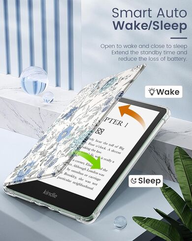 MoKo Case for Universal 6 Inches E-Book Reader and Tablets 2022, Ultra Clear Soft Flexible Transparent TPU Back Cover Light Shell with Auto Wake/Sleep, Agave Green in Saudi Arabia