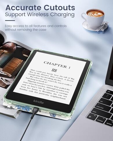 MoKo Case for Universal 6 Inches E-Book Reader and Tablets 2022, Ultra Clear Soft Flexible Transparent TPU Back Cover Light Shell with Auto Wake/Sleep, Agave Green in Saudi Arabia