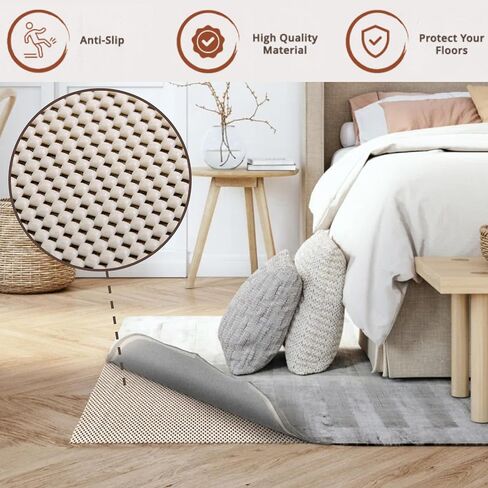 RUG BRANCH Extra Strong Rug Pad Gripper, Grips Keep Area Rugs in Place, Skid Resistant Pads for Hard & Soft Floors, Under Carpet Mat Cushion and Hardwood Floor Protection for Runner Rugs - 2' x 8' in Saudi Arabia