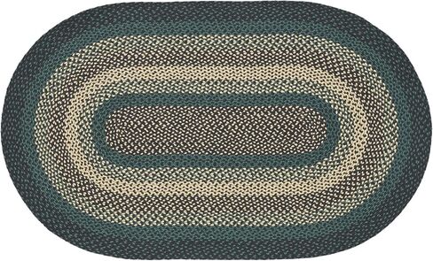 VHC Brands Pine Grove, Braided Jute Rug, Non-Skid Pad, Half Circle Door Mat, Green, 16.5x34 in Saudi Arabia