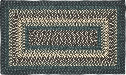 VHC Brands Pine Grove, Braided Jute Rug, Non-Skid Pad, Half Circle Door Mat, Green, 16.5x34 in Saudi Arabia