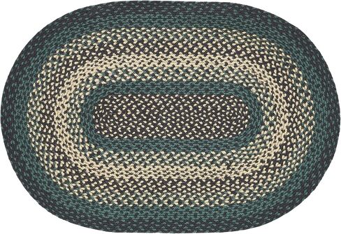 VHC Brands Pine Grove, Braided Jute Rug, Non-Skid Pad, Half Circle Door Mat, Green, 16.5x34 in Saudi Arabia