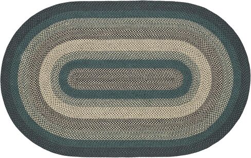 VHC Brands Pine Grove, Braided Jute Rug, Non-Skid Pad, Half Circle Door Mat, Green, 16.5x34 in Saudi Arabia