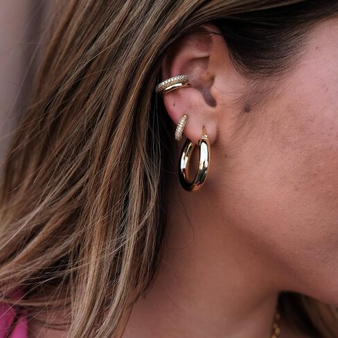 Small Gold Chunky Hinged Hoop Earrings | Bold Little Hoop Huggies in Saudi Arabia