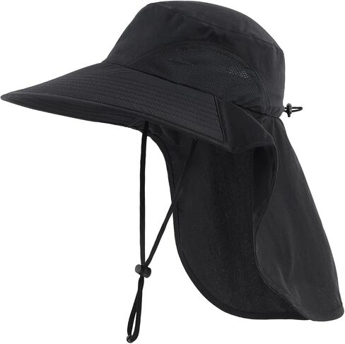 Home Prefer Outdoor UPF50+ Sun Hat Wide Brim Mesh Fishing Hat with Neck Flap (Rose Red) in Saudi Arabia