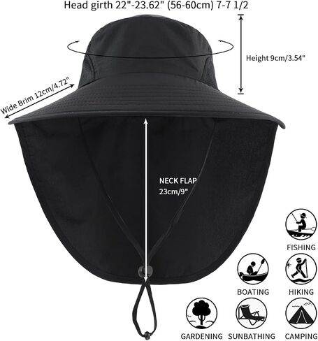 Home Prefer Outdoor UPF50+ Sun Hat Wide Brim Mesh Fishing Hat with Neck Flap (Rose Red) in Saudi Arabia