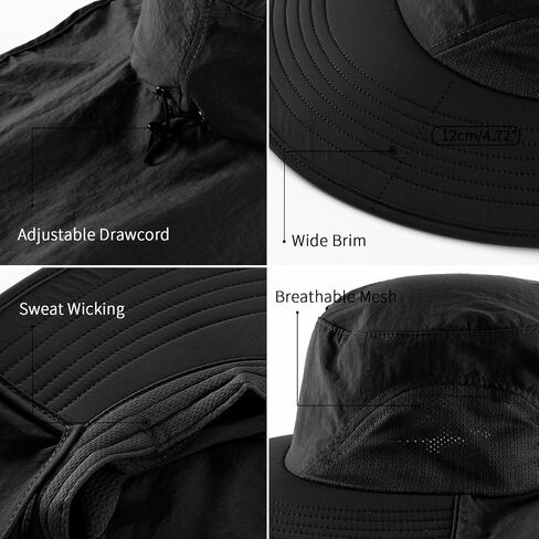 Home Prefer Outdoor UPF50+ Sun Hat Wide Brim Mesh Fishing Hat with Neck Flap (Rose Red) in Saudi Arabia