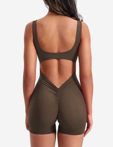 YEOREO One Piece Workout Jumpsuits for Women Backless Tummy Control Sleeveless Jumpsuits Lizvette V Back Scrunch Yoga Romper in Saudi Arabia